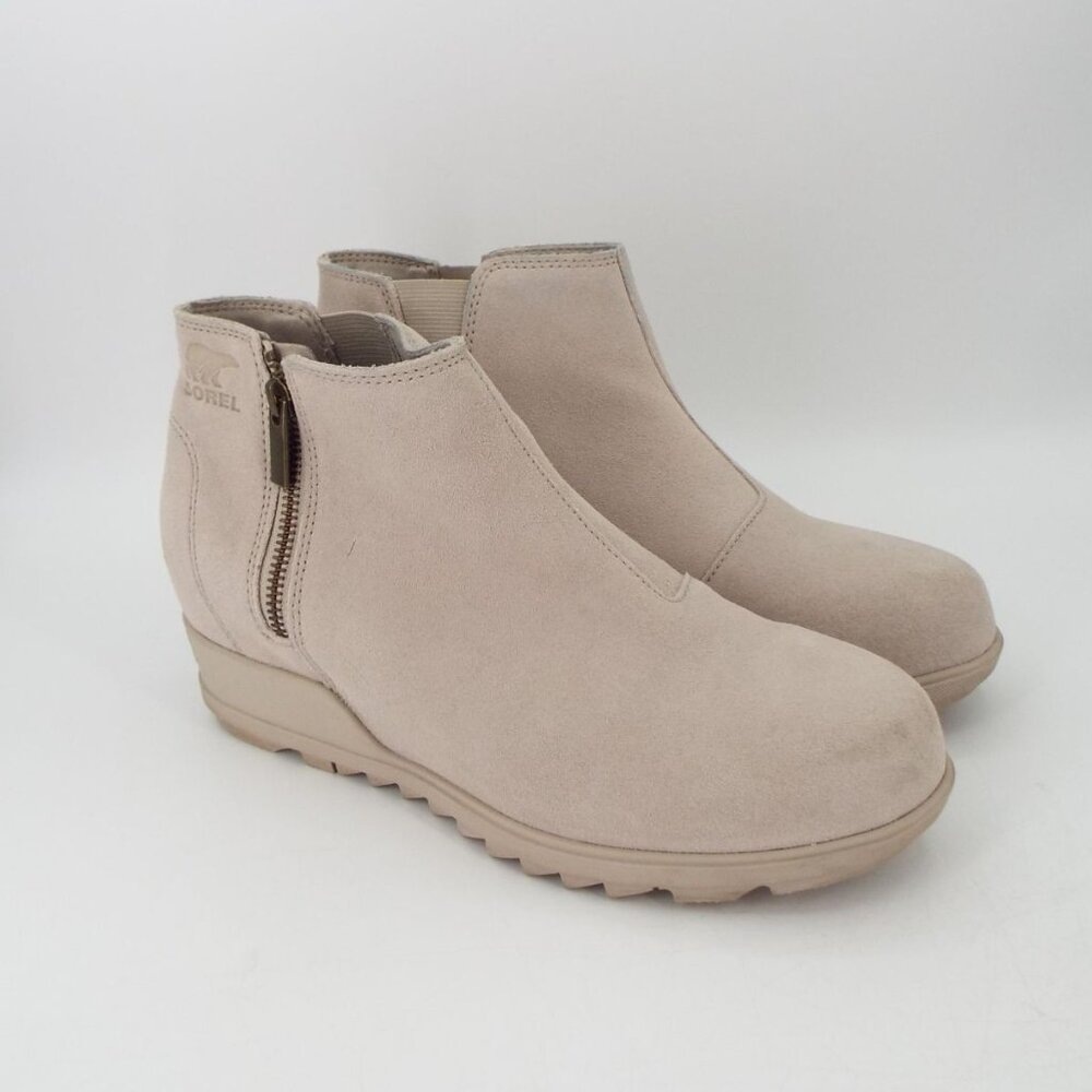 Sorel Evie II Zip Waterproof Suede Wedge Ankle Boots Size 9.5